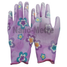 NMSAFETIC PU-Handschuh / PU-beschichtete Handschuhe / blumiger Nylon-Liner bedruckte PU-Handschuhe
